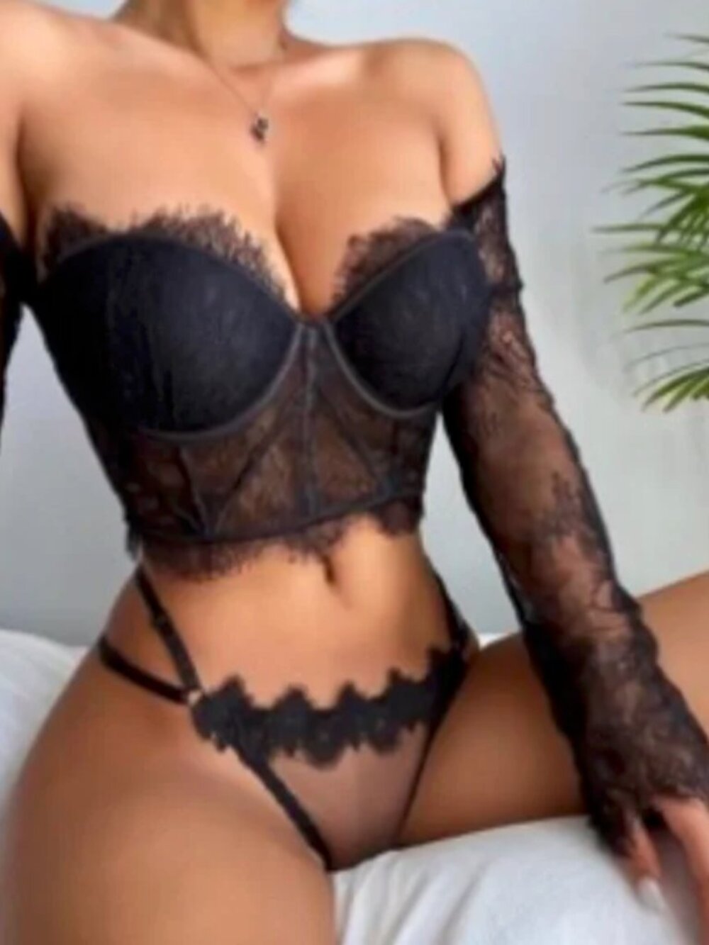 Floral Lace Underwire Bardot Top